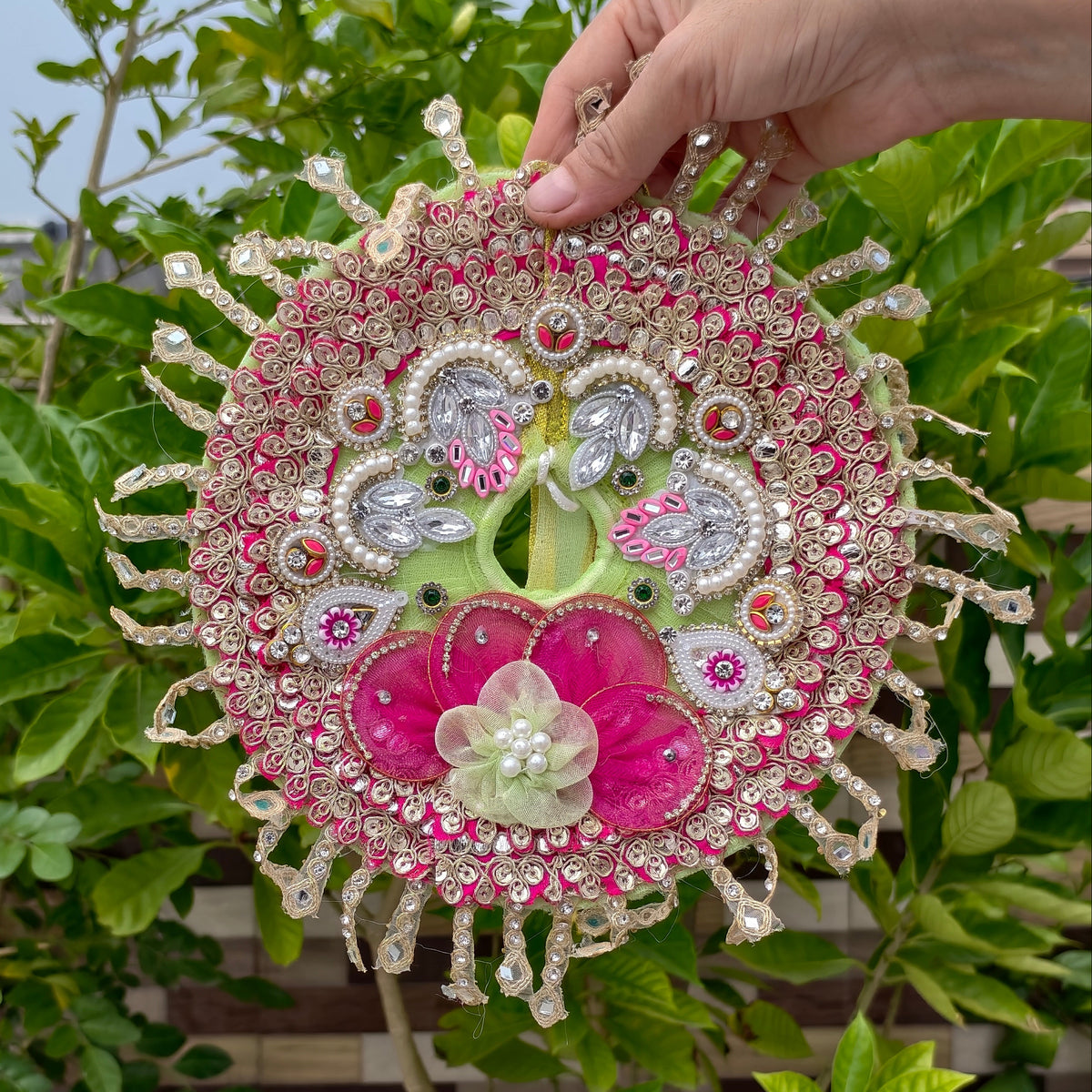 Madhuban Mohini – Green Floral Poshak with Pagdi