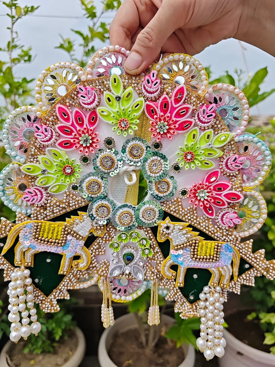 Shwet Pushp – White Floral Pearl Poshak